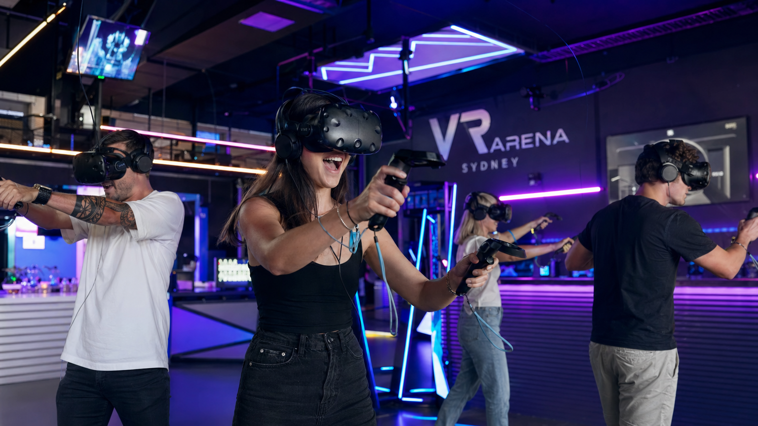 People enjoying VR experiences at an Australian venue